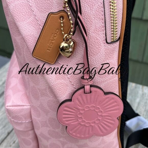Coach Taylor Small Backpack In Signature Canvas With Charms Bag Powder Pink main image 9